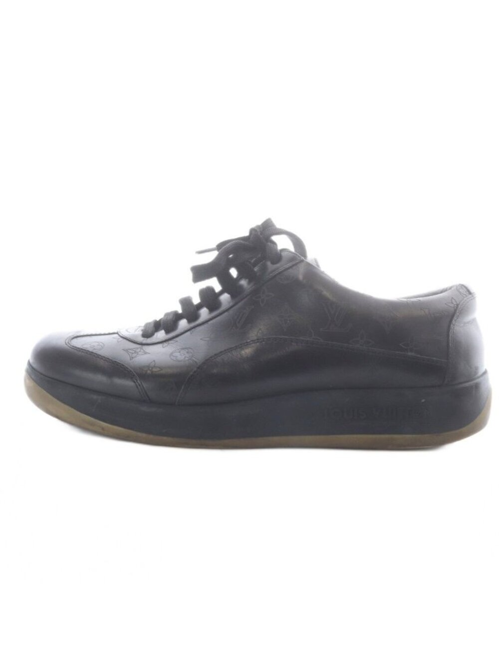 Louis Vuitton Sneakers Monogram Leather Lace-up Black 8